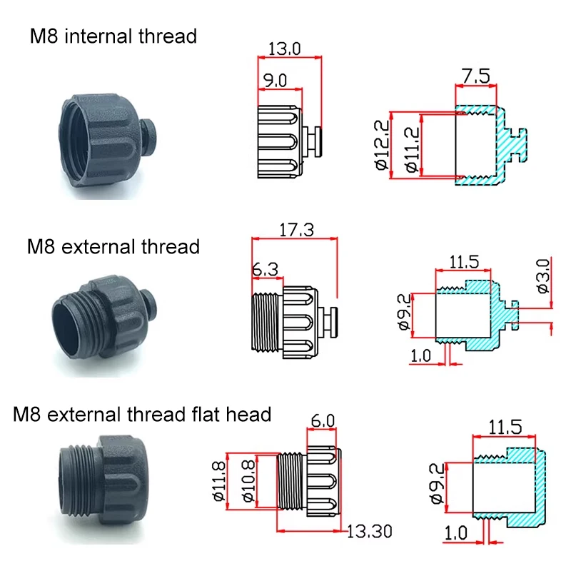 10pcs M12 M8 Dust Cover Internal Thread/External Thread Connector Cover Male Female with Rope Special Cap for Aviation Plug