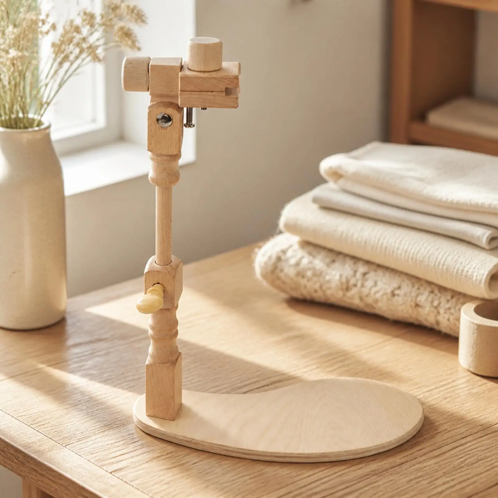 Freestanding Beech Wood Embroidery Stand Tabletop Cross Stitch Frame Holder Adjustable Clamp for Needlework Craft Use