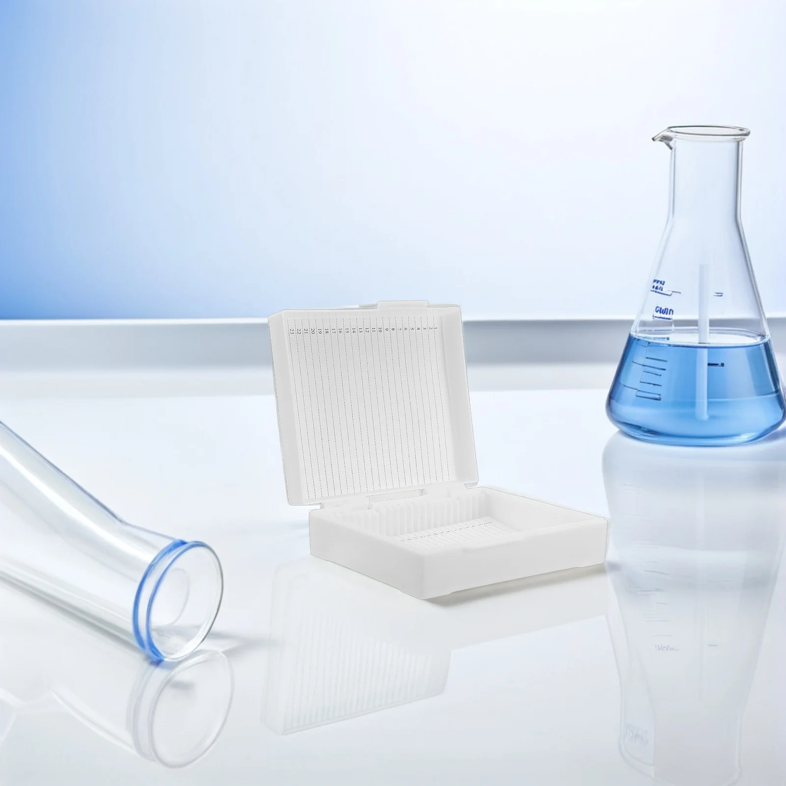 

25-Slot Plastic Microscope Slide Storage Box Laboratory Use Specimens Holder Portable Lab Sample Organizer Clear View