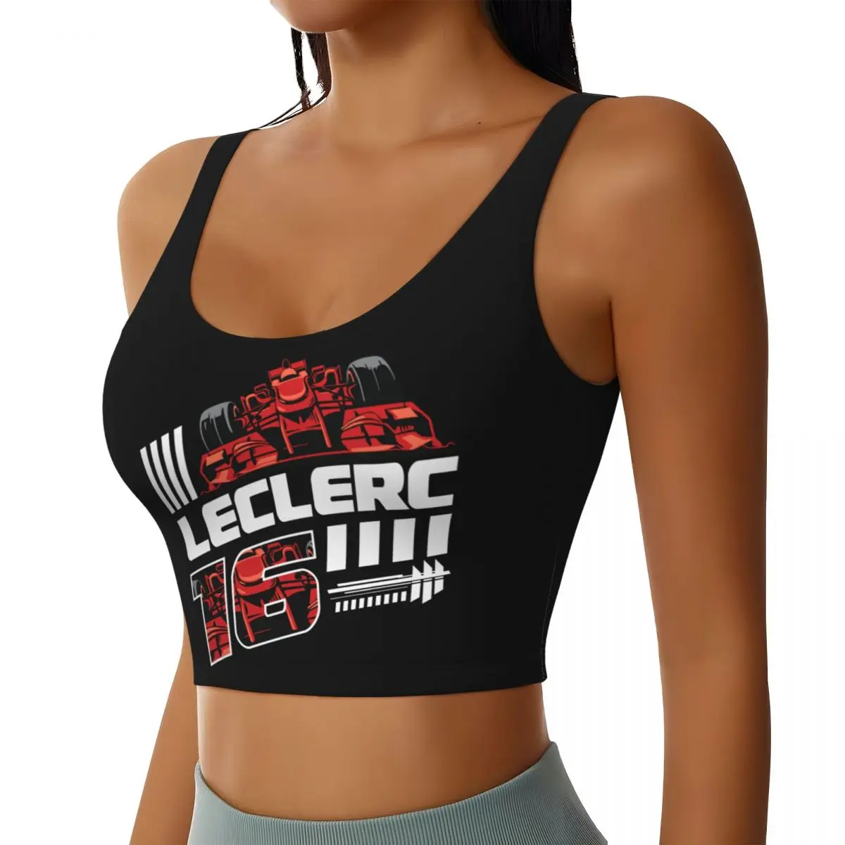 Custom High Impact Charles Leclerc 16 Sports Bra Women Sport Car Gym Workout Yoga Crop Top