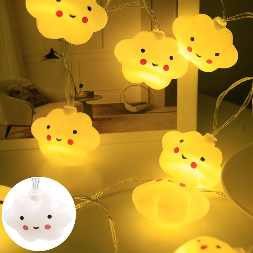 USB/Battery Operated Cute Cat Paw Rocket Cloud Fairy LED Light String Christmas Garland for Birthday Party Wedding Bedroom Decor