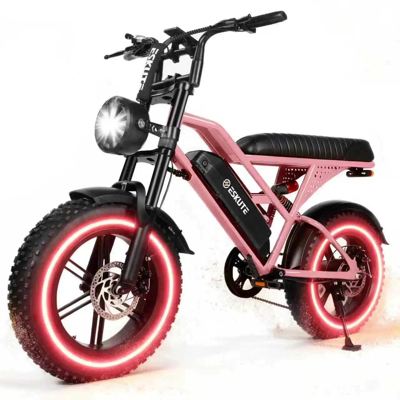 Eskute V100 Electric Dirt Bike, 1500W Peak 20MPH+ 48V13Ah Battery Motorcycle, All Terrain Dual Suspension E Bike , Ebike Up to 60 Miles Range, 16"x4" Fat Tire,  7-Speed，UL2849 image 7