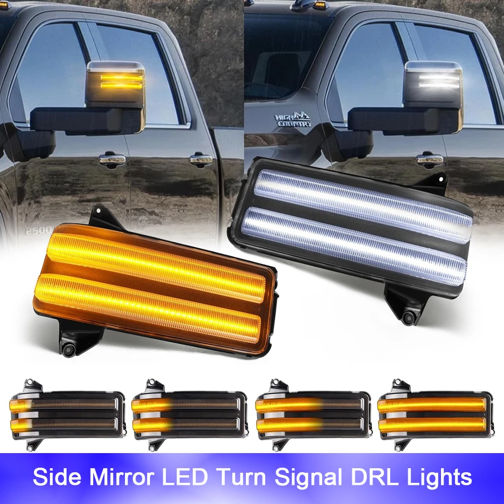 

LED Side Mirror Turn Signal Repeat Blinker Light DRL Parking Stop Lamp For Chevrolet Silverado 2500 3500 GMC Sierra 2020-2023