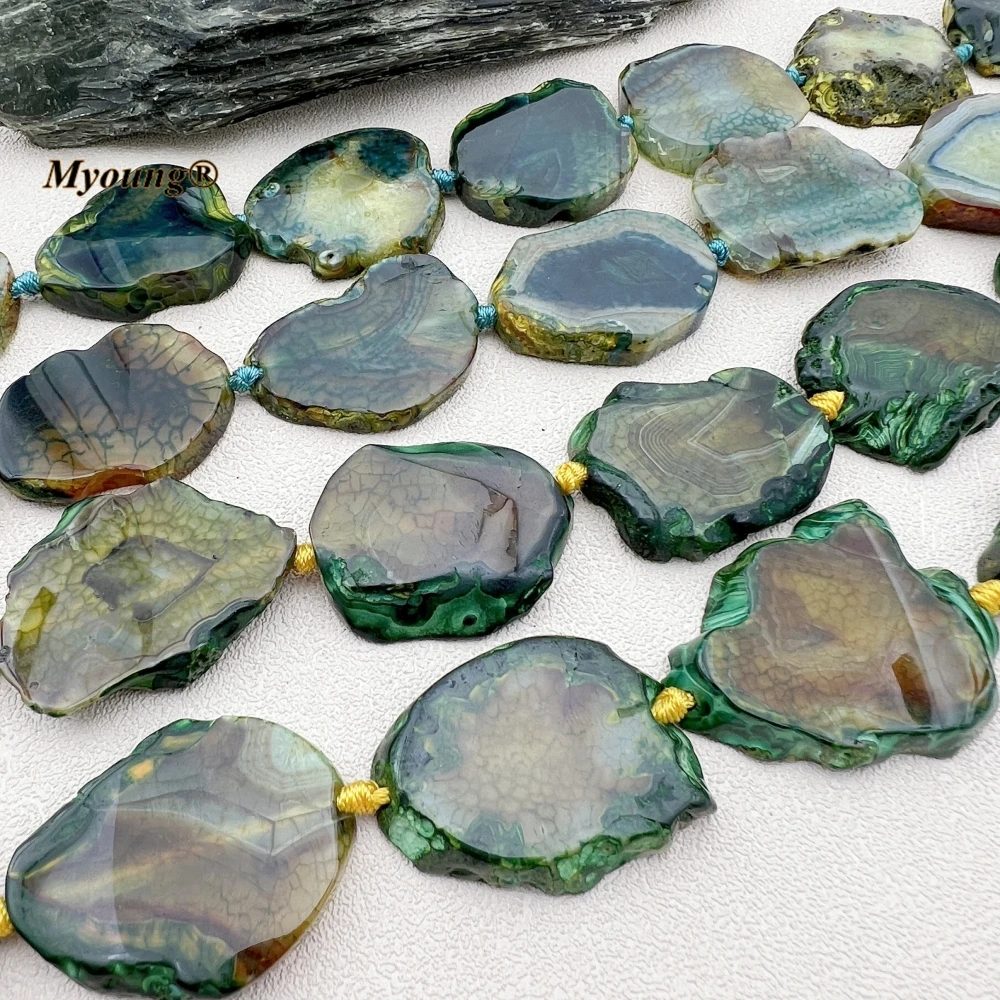 Large Irregular Magic Yellow Green Blue Multicolor Agates Slice Pendant Beads For DIY Jewelry Making MY231030