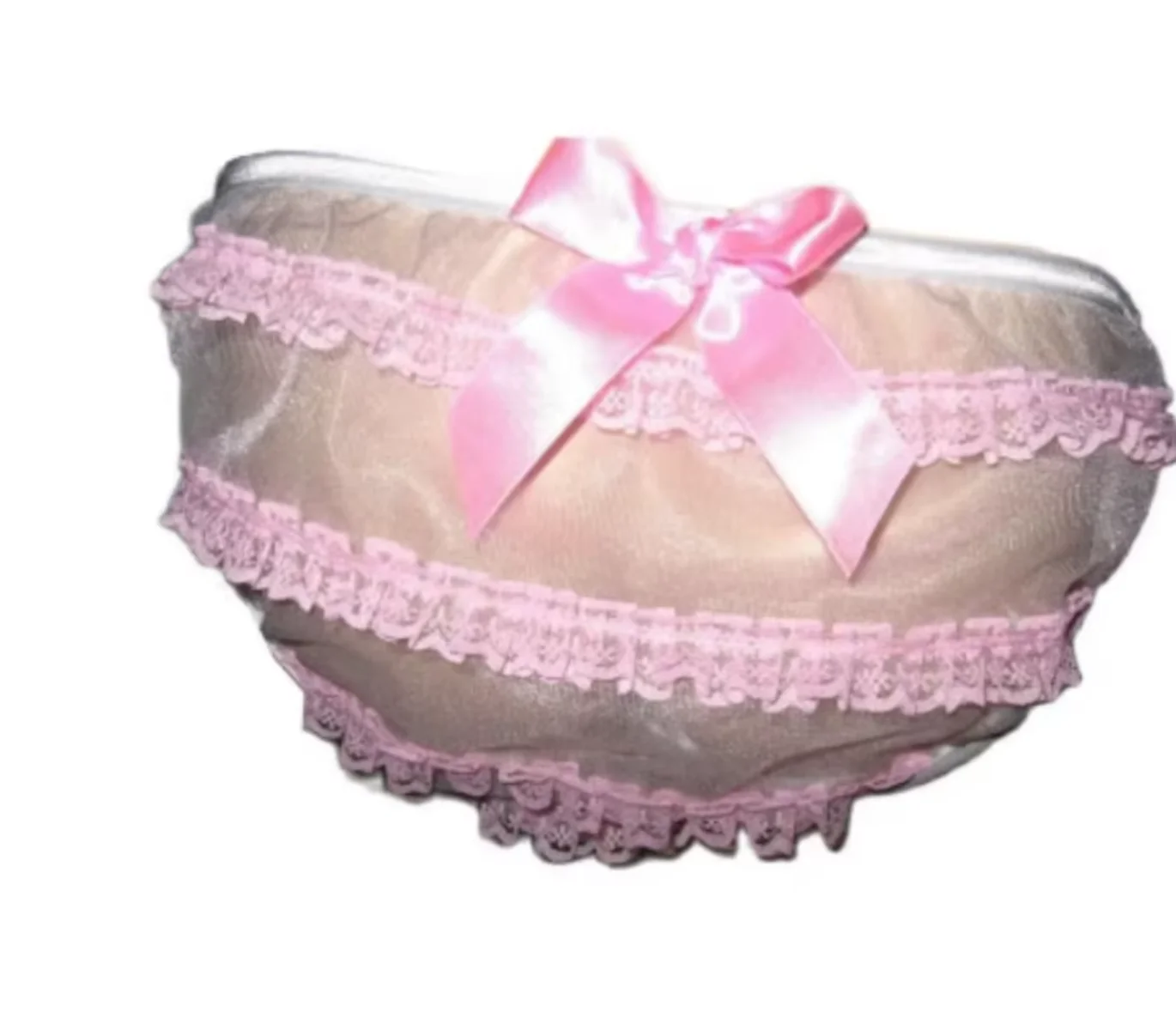 French Hot Selling Giant Baby Adult Sexy Triangle Shorts Girl Pink Organza Bow Sissy Roller Crossdressing Customization