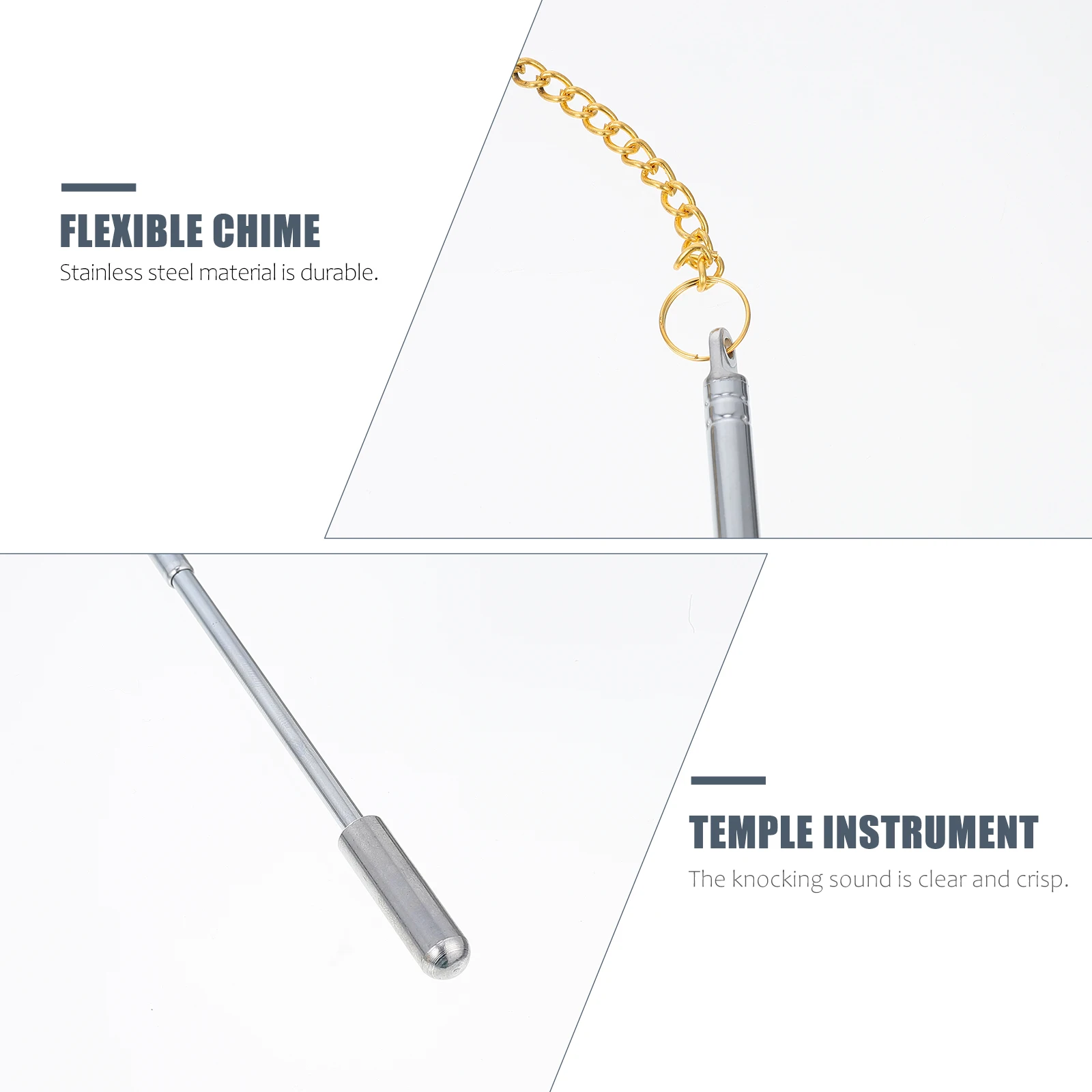 

Portable Temple Chime Silver Ritual Instrument Meditation Decoration Flexible Tool for Yoga Studio