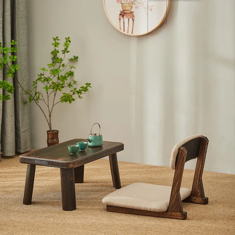 Japanese Tatami Seat Solid Wood Bay Window Chair Dormitory Bed Lazy Chair Legless Backrest Floor Stool