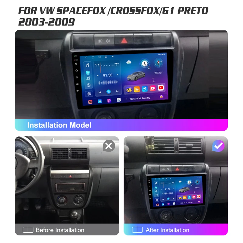 Car Fascia Screen For VW SpaceFox/Crossfox/G1 PRETO 2003-2009 Adapter Stereo Radio Audio Dash Head Unit Navigation Harness Kit