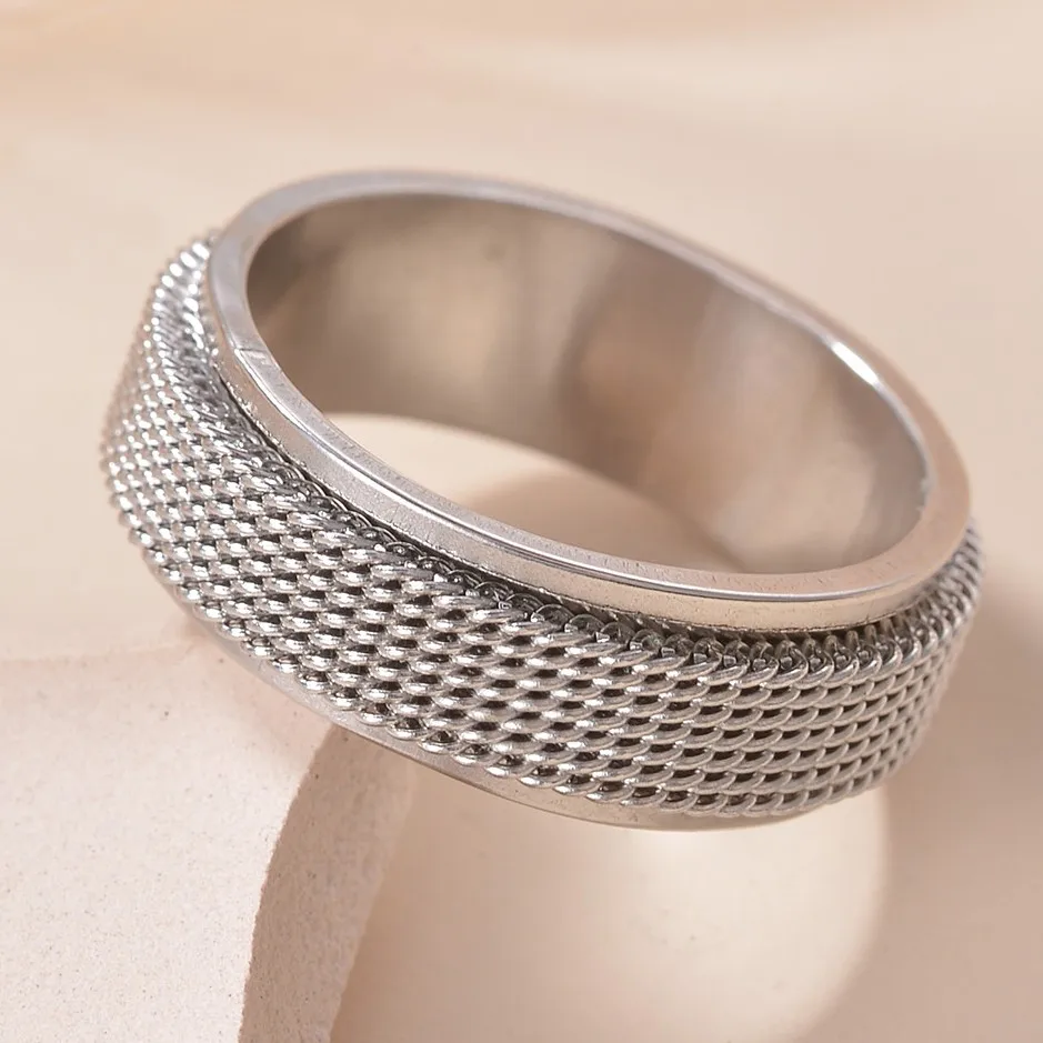 Special Design Spinning Anxiety Rings For Men Titanium Steel Rotatable Chain Fidget Joint Ring Jewelry Wholesale