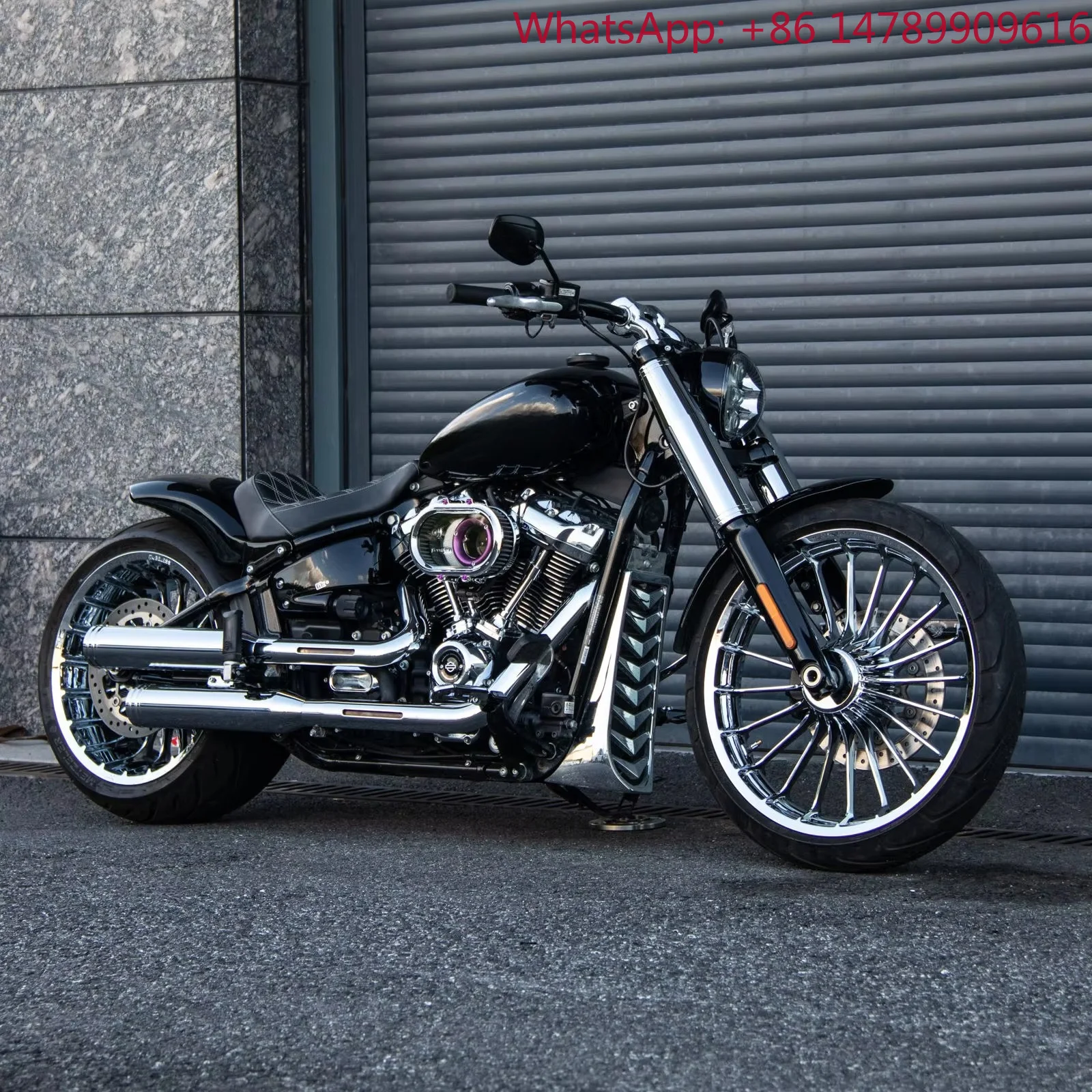 Customizablewheel Sizes.18*8.5''Rear 21*5.5''Front Chrome Spokes Rims Wheels For Harley Softail Fat Boy 2018-2024, Tubeless Whee