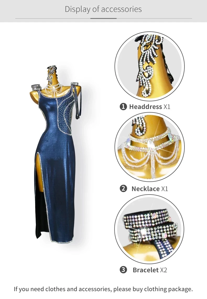 Lateinamerikanisches Tanzkleid, Damen-Wettkampfanzug, Mädchen-Ballroom-Samba-Kostüm, neue, elegante, lange Kleidung, sexy amerikanische Party-Outfits – Detail 5
