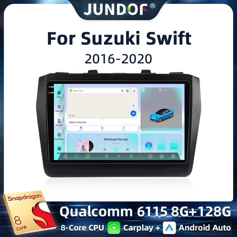 

Jundof Qualcomm 2 din Android 13 Auto Car Radio Multimedia For Suzuki Swift 2016 - 2020 GPS Navigation Carplay Stereo Player