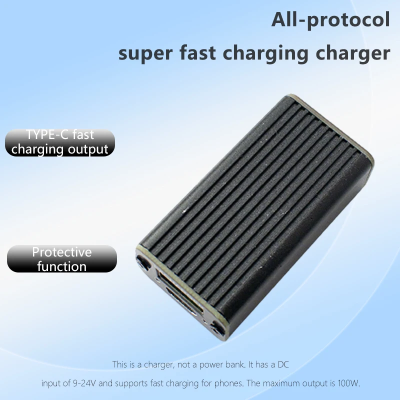 All-Protocol 100W Fast Charger, 9-35V DC Input with USB-A/Type-C Output and Built-in Protection