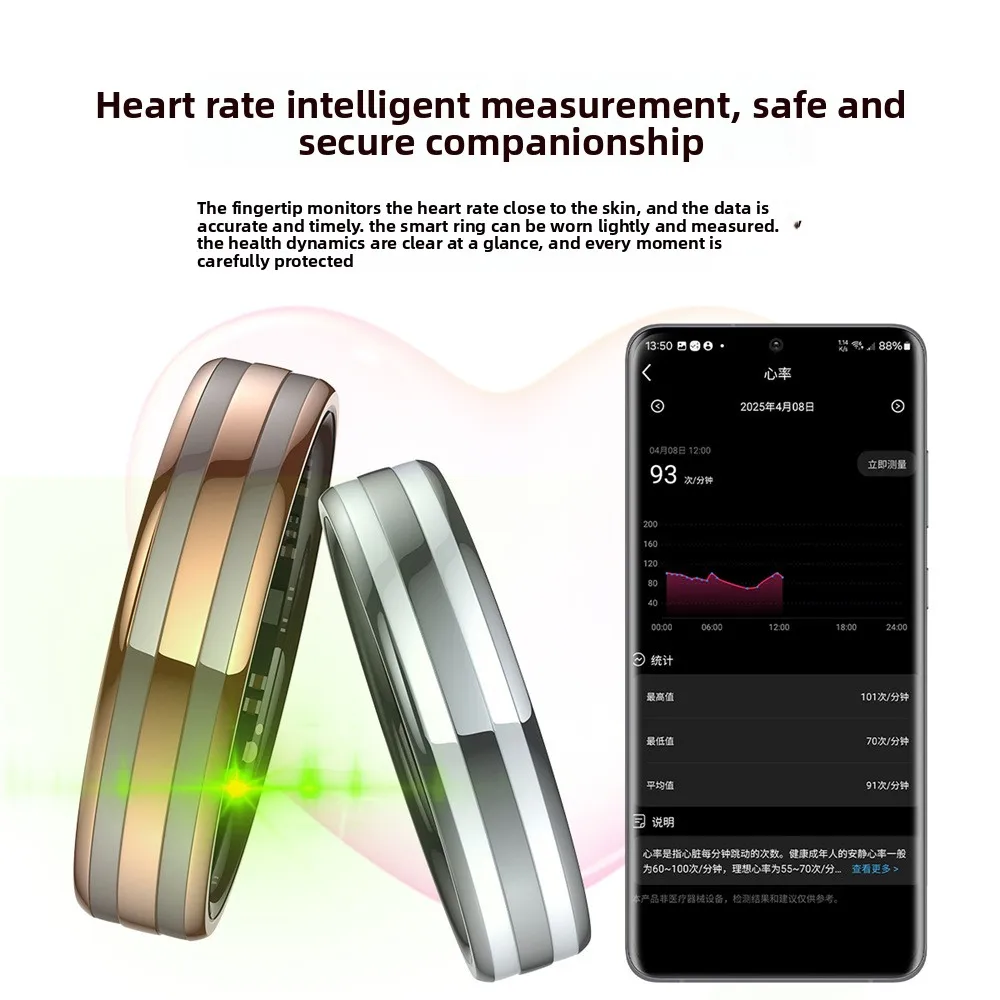 Bluetooth Smart Ring with Multiple Sports Modes, Portable Wearable Tracker for Heart Rate, Sleep & Camera Shutter Tool