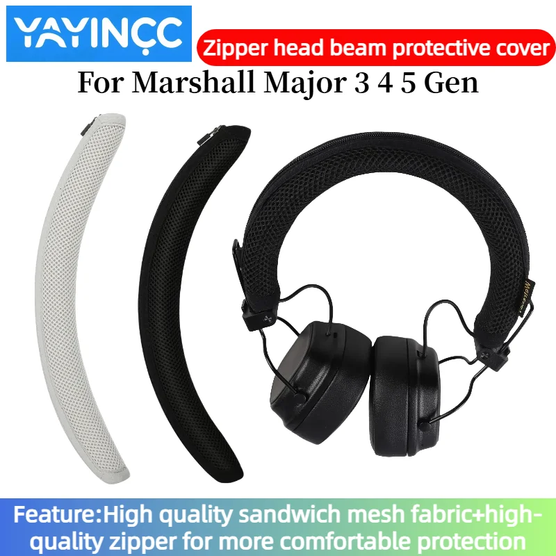 

YAYINCC Headphone Head Beam Cover for Marshall Major 3 4 5 Gen Earphone Zipper knitted fabric headband protective cover