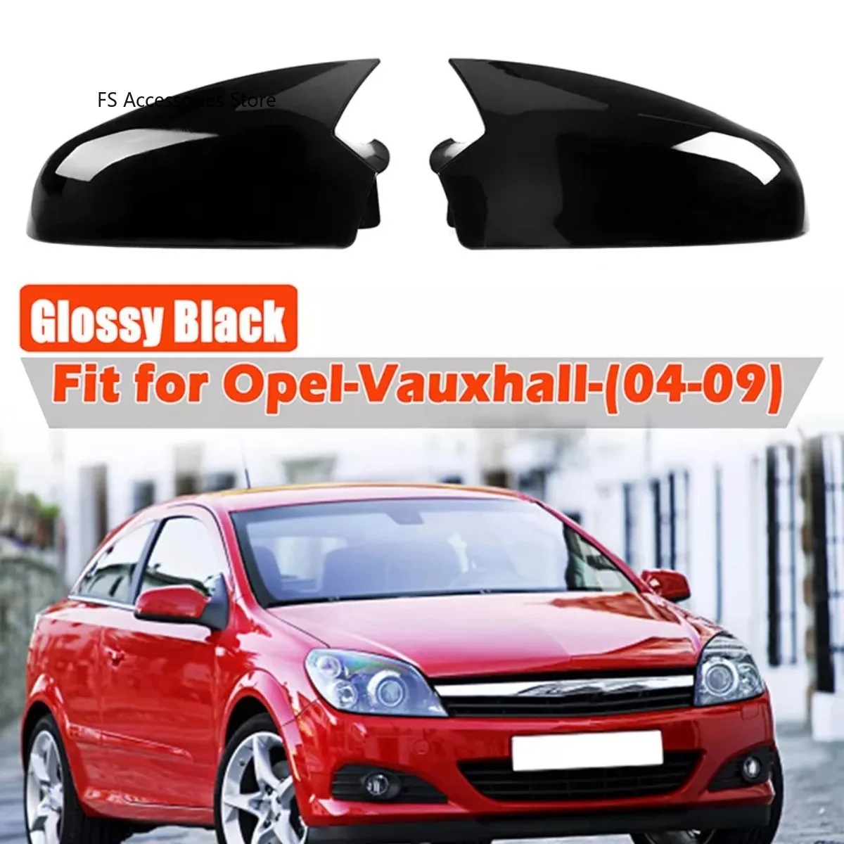 

Glossy Black Pair Side Mirror Cover For Vauxhall For Opel Astra H MK5 Door 2004-2009 Glossy Black Rearview Mirror Cap Cover