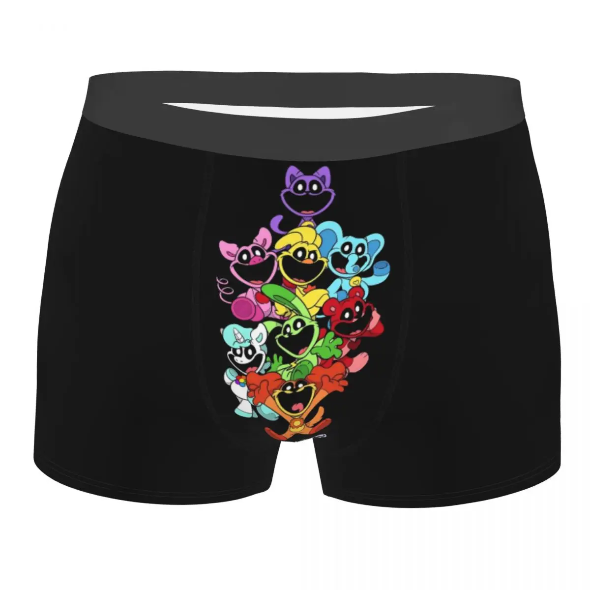 Custom Male Colorful Smiling Big Mouth Critters Group Underwear Scarry Animated Game Boxer Briefs Soft Shorts Panties Underpants