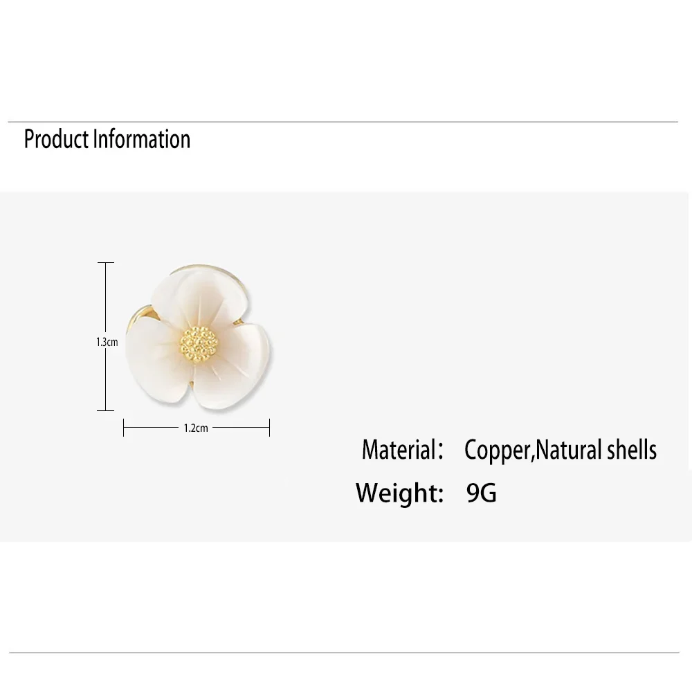 Simple White Small Flower Brooch for Women natural shell petals Lapel Brooches corsage Pin High Quality Jewelry Accessories Gift