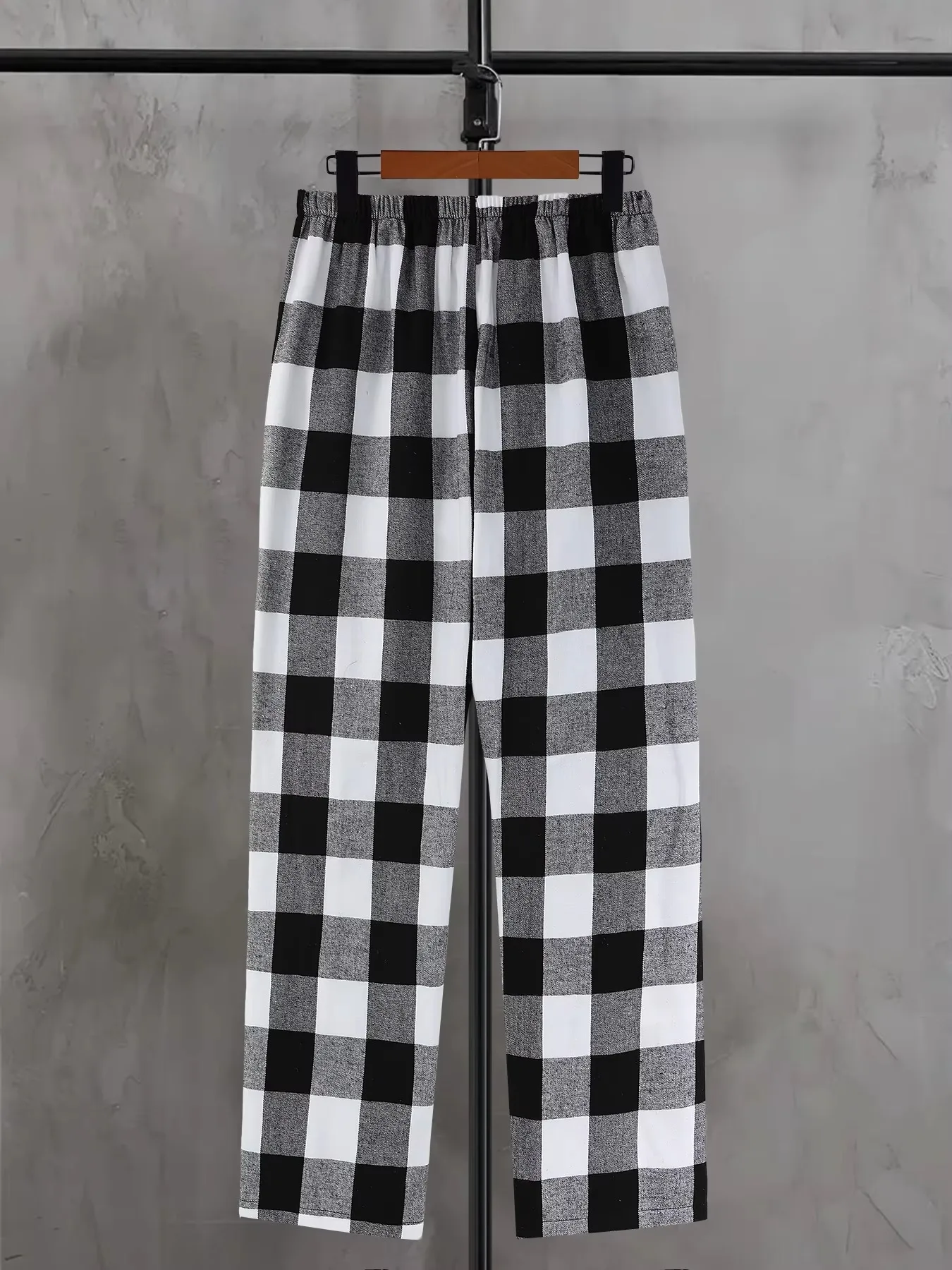2026 Oversize Damen-Sweatpants, modische schwarze karierte Freizeithose, Baggy-Hose mit elastischem Bund, Unisex-Hip-Hop-Loose-Hose für Studenten und Kinder – Detail 7