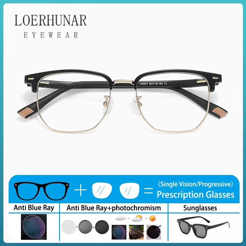 

Retro Business Office Eyebrow Frame Men Myopia Glasses Optical Prescription Customized Presbyopia Anti Blue Light Eyeglasses
