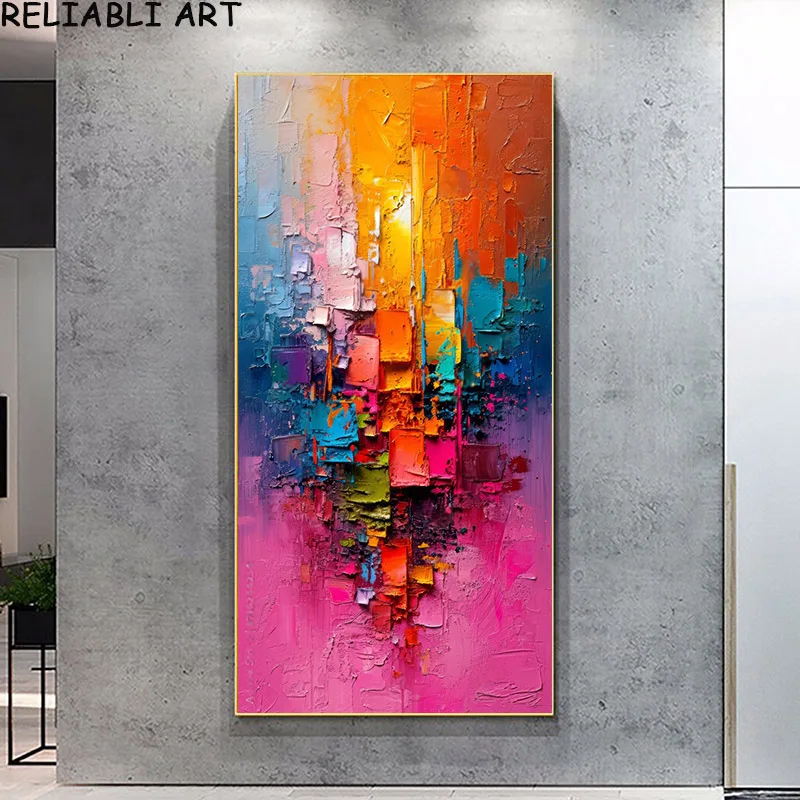 Colorful Square Color Block Abstract Poster and Prints,Modern Canvas Painting, Wall Art for Living Room Home Decor No Frame