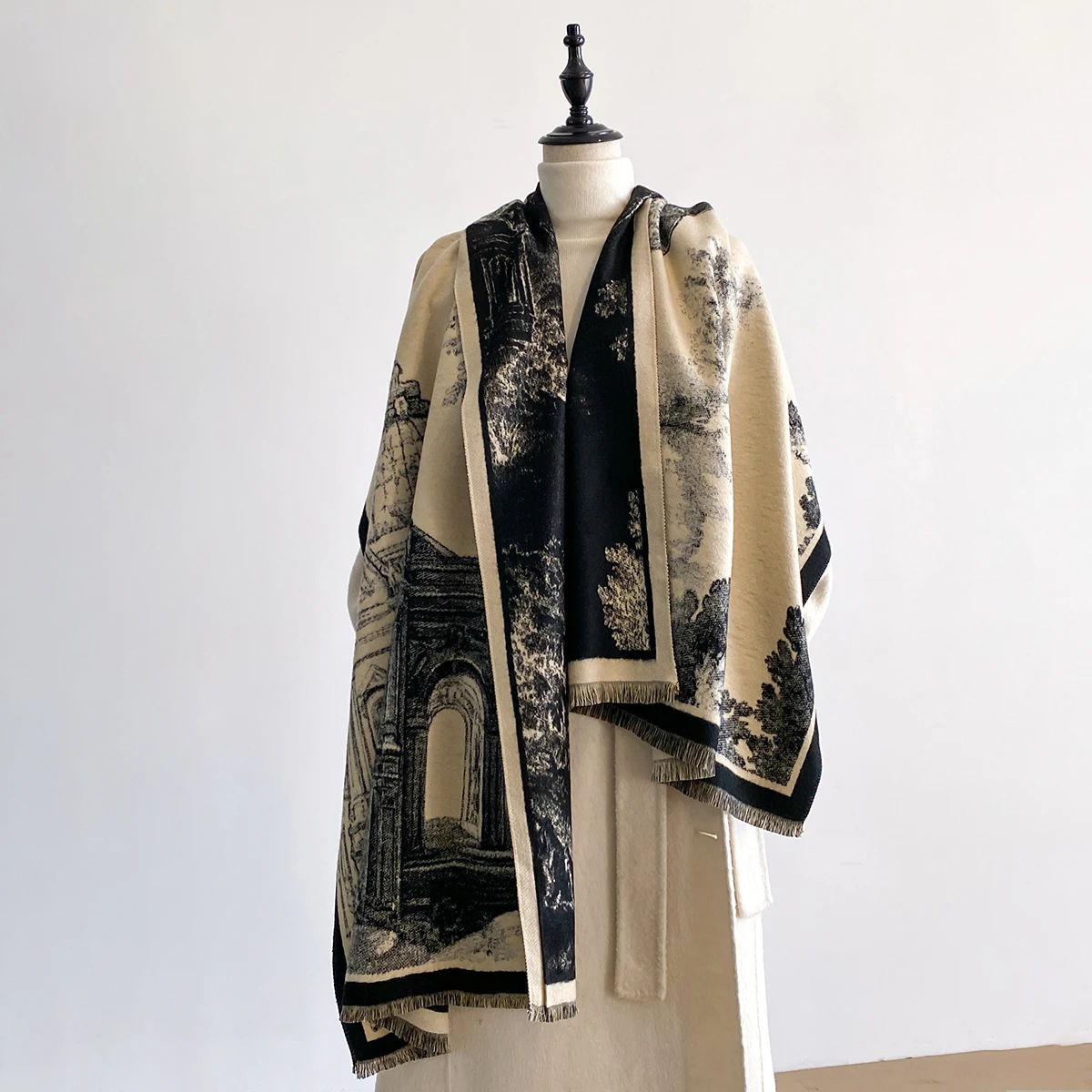 

Winter Essential: роскошный женский шарф из искусственного кашемира — ультрамягкий, утолщенный жаккардовый шарф с шикарными узорами