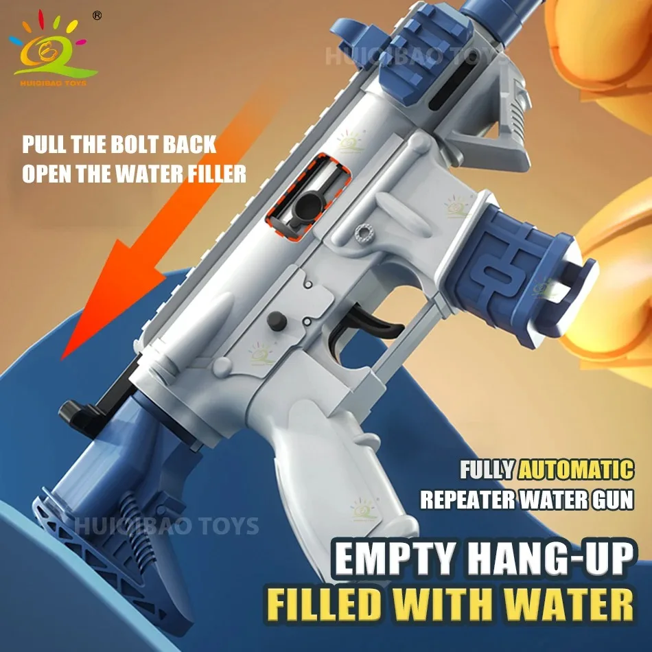 HUIQIBAO M416 Manual Water Gun Portable Summer Beach Outdoor Shooting Game Toy Pistol Water Fight Fantasy Toys for Children Boys