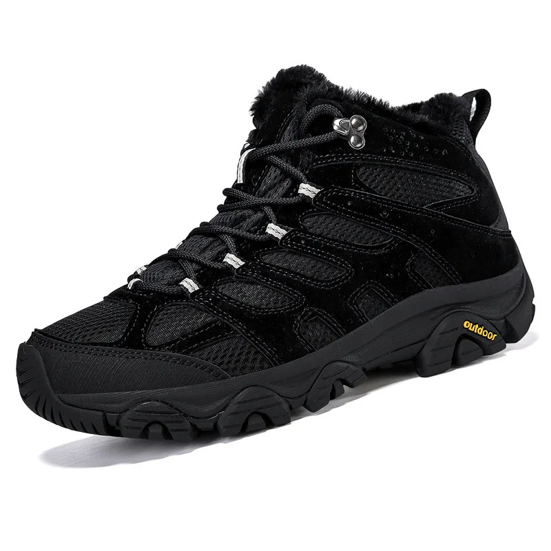 Winter Snow Boots Women Warm Comfortable Plush Flat Anti-slip High-top Boots Women Durable Casual Breathable Hiking Boots Men