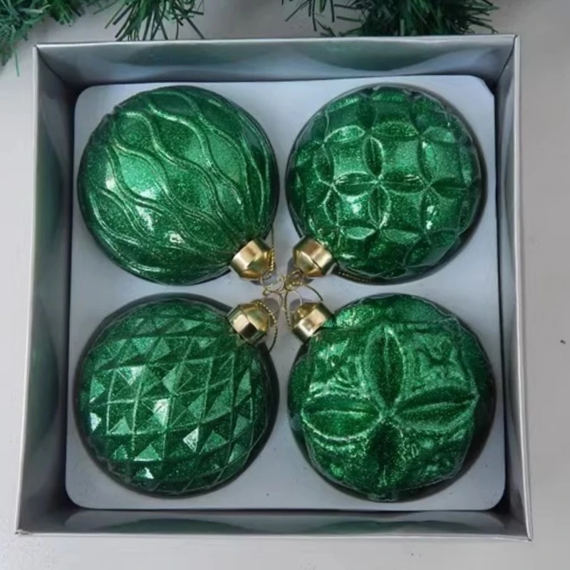 

12pcs/pack Diameter=8cm Green Series Hand Painting Glass Ball Home Decoration Christmas Day Tree Pendant Hanging Ornament