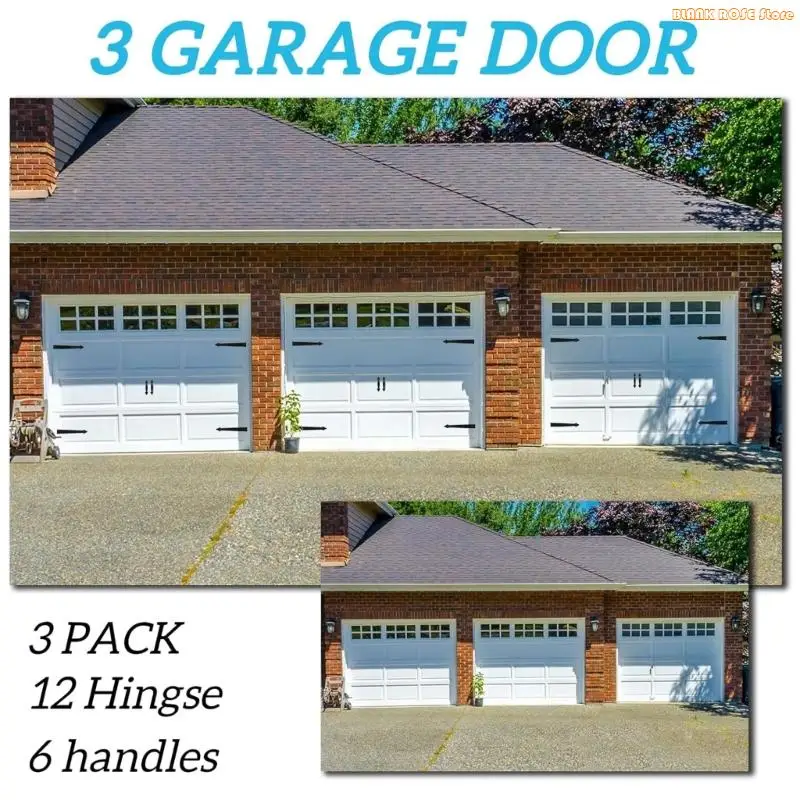 K1AE Garage Door Decorative Magnets 4 Hinges 2 Handles Set Reusable Removable Hardware Quick Fixing for Metal Door Decors