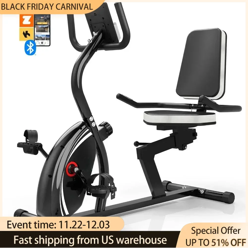 Recumbent Exercise Bike for Adults Seniors - Recumbent Bikes for Home with Magnetic Resistance, Bluetooth and App Connectivity