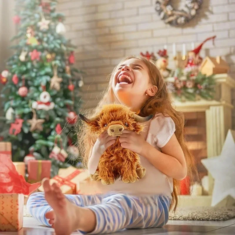 Gigante 28 cm mucca delle Highland peluche peluche ultra realistico bambola di bestiame da fattoria scozzese regalo super morbido per tutte le età
