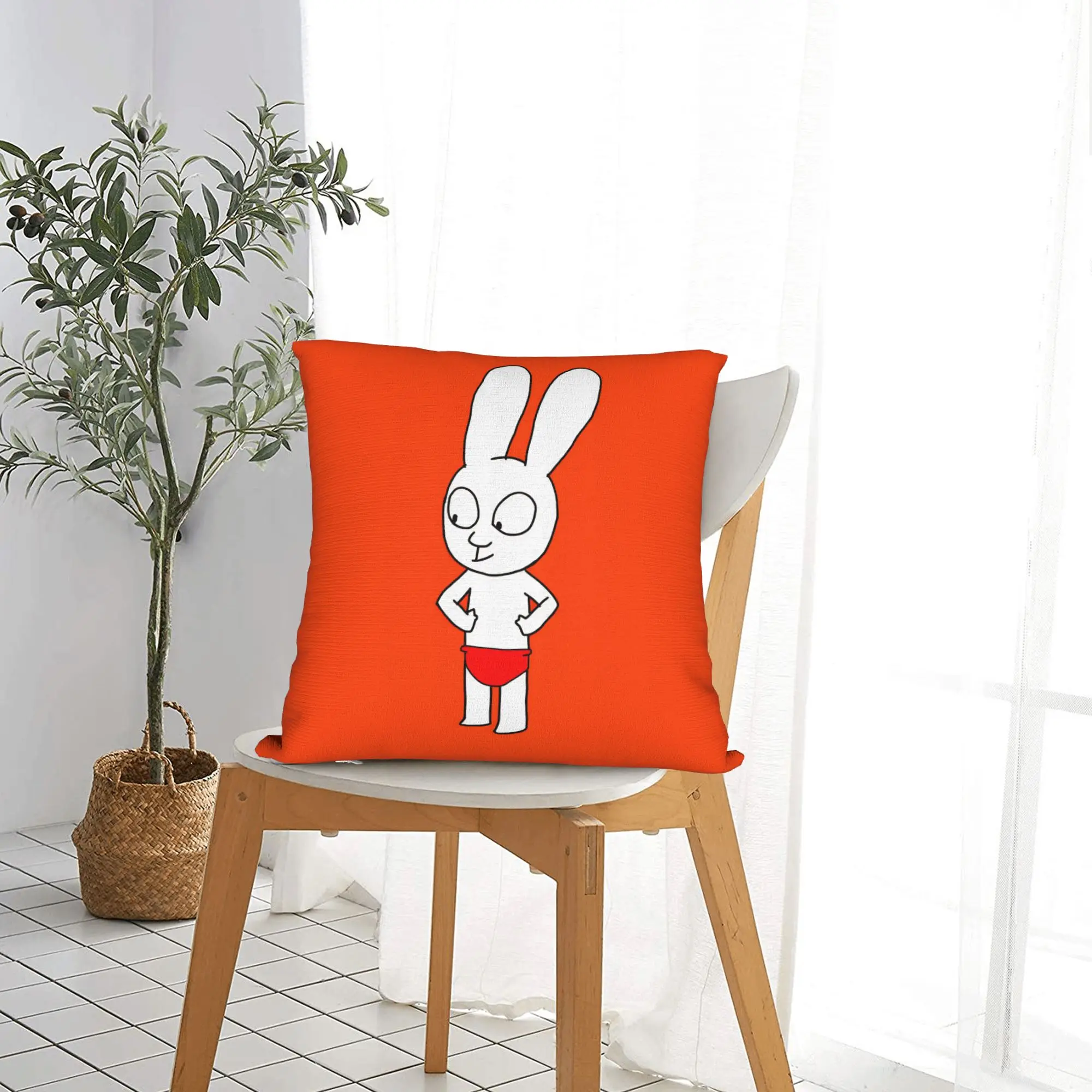 Simons Super Rabbit Throw Pillow Cover Polyester Decorative Pillow Cartoon Casual Pillowcover Home Decor