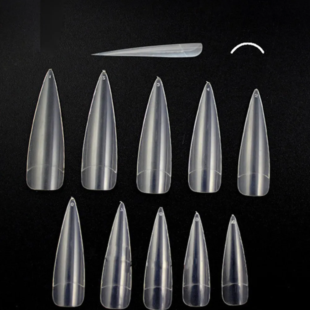 

500Pcs Nail Tips Long Shape Clear Half Cover Easy File Secure Fit Artificial Nails for DIY Art Fake Nail False Nails