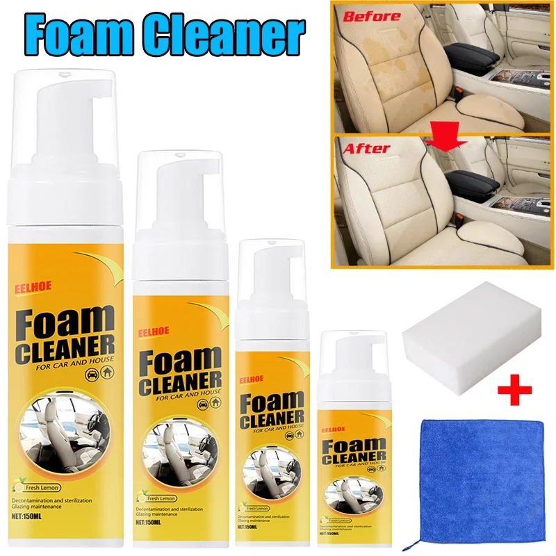 30ml/60ml/100ml/150ml Car Interior Cleaner Spray Stains Remover Car Interior Foam Cleaner Auto Leather Ceiling Seat Clean Tool