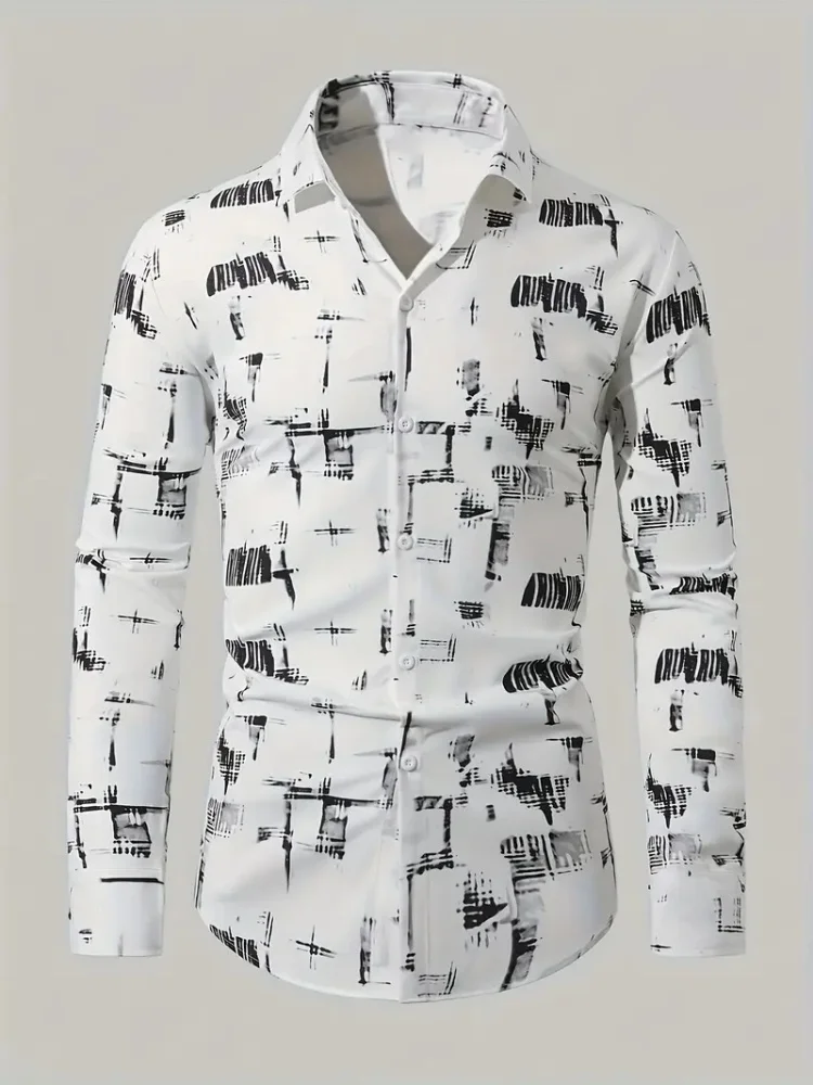 2025남자 하와이 셔츠 블루 스트라이프 프린트 셔츠 패션 우아한 여름 해변 셔츠 기질 streetwear 옷깃 mens clothin