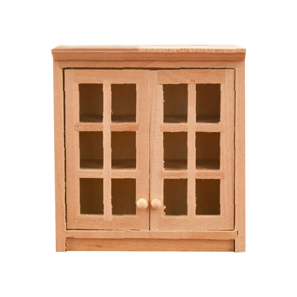 1Pcs Mini Wall Cabinet Wooden Furniture Adornment Handmade Small Cabinet for Mini House Craft Photo Props Creative Wood Ornament