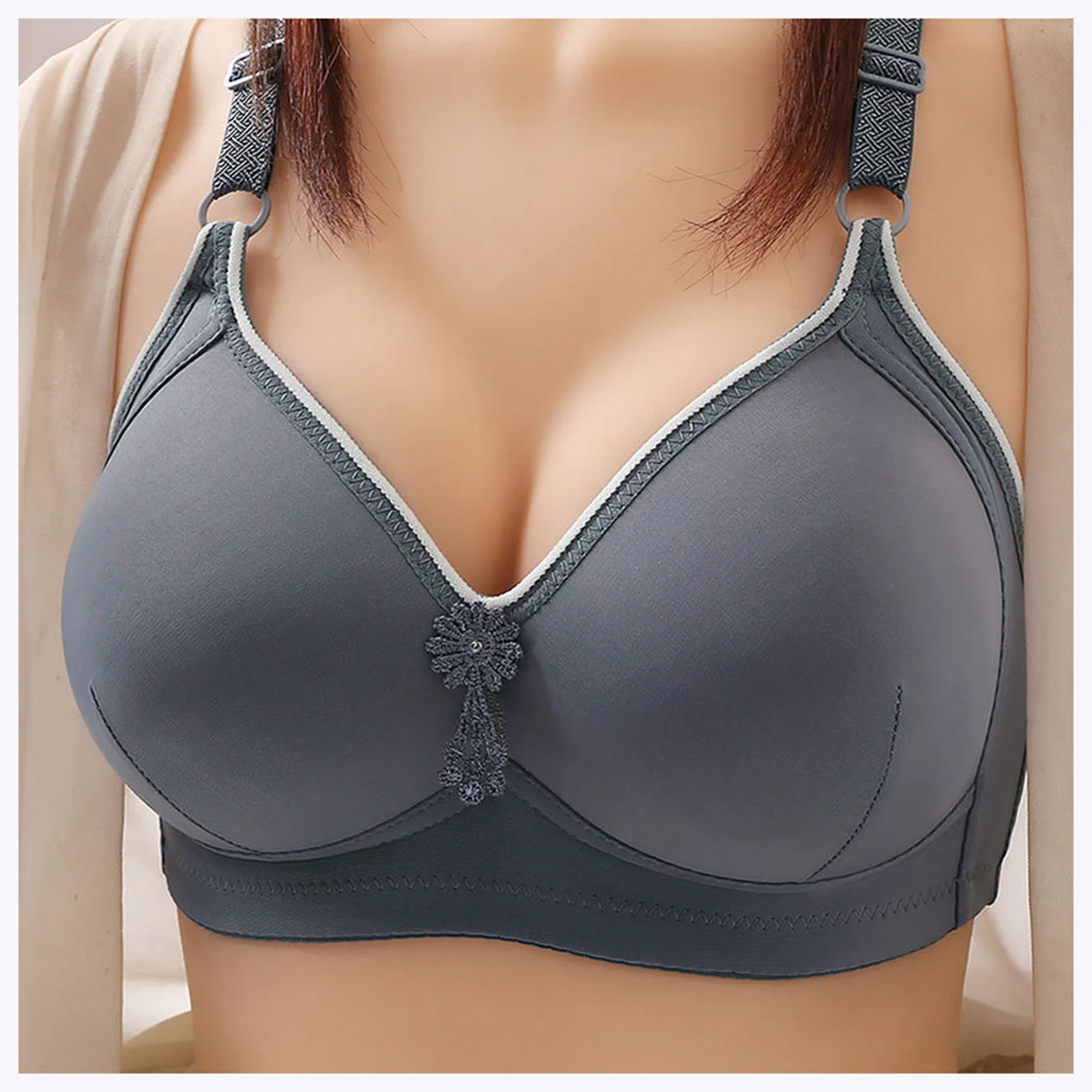 

Women's Full Coverage Nursing Bras Wirefree Chest Gather Sexy Bra Exercise and Offers Back Support