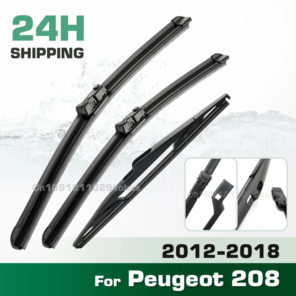 

GREATROAD Wiper LHD&RHD Front & Rear Wiper Blades Set For Peugeot 208 2012 - 2018 Windshield Windscreen Window Brushes