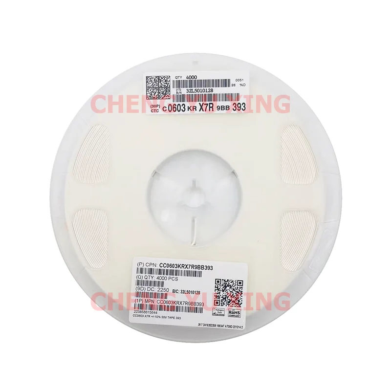 

0603 39nF 50V 10% X7R,CC0603KRX7R9BB393,4000pcs ,0603 SMD Capacitor