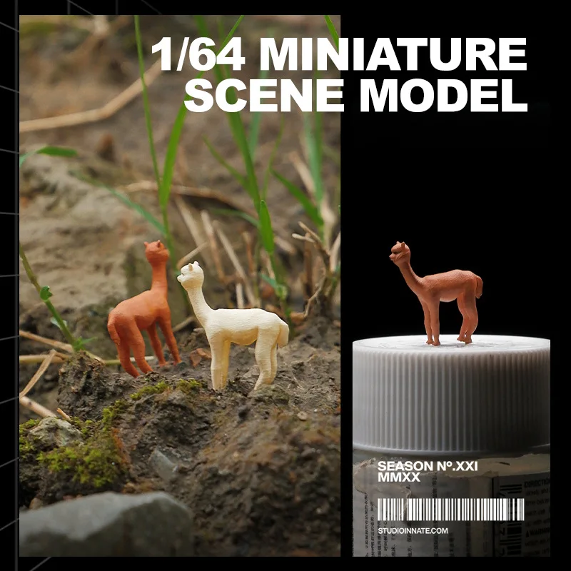 1/64 Simulation Alpaca Cow Animal SeriesRresin Miniature Hand Micro Photography Props Sand Table Scene