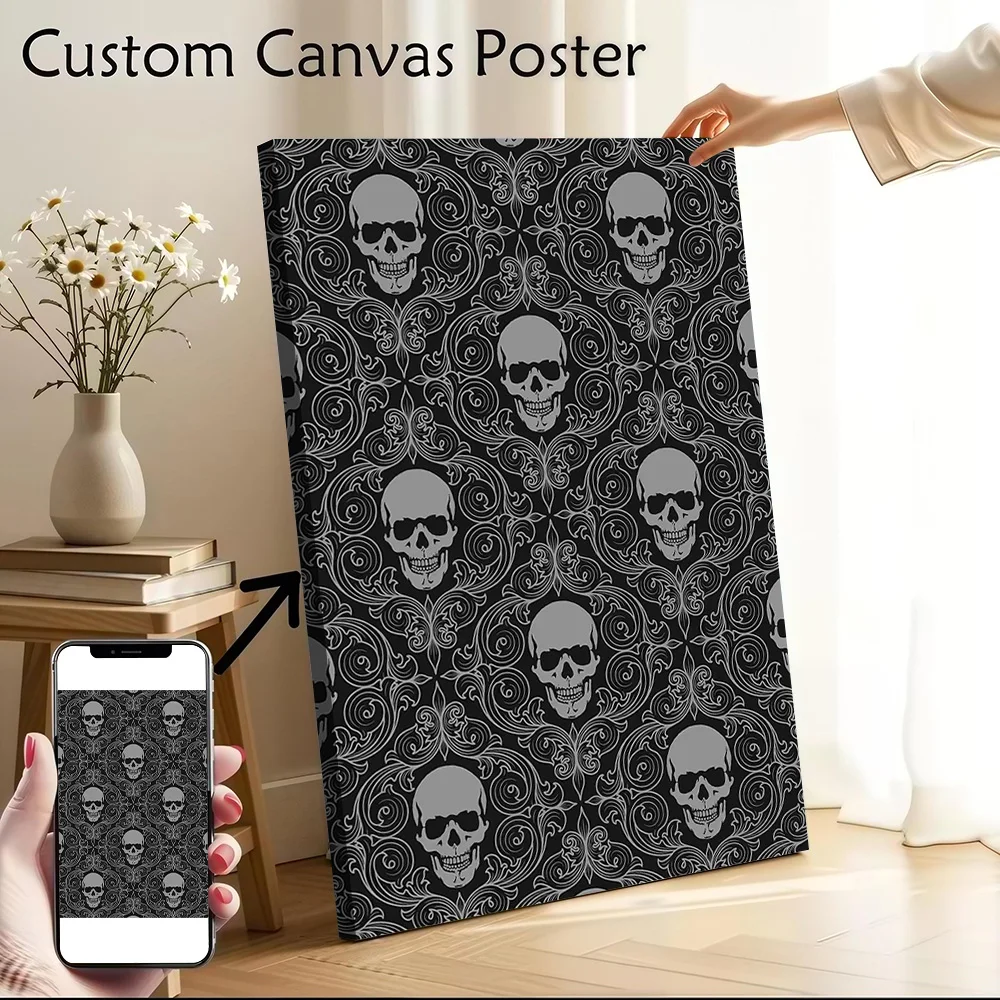Skull Pattern 1 Canvas Poster Customizable Printed Canvas Painting Wall Art for Fans Living Room Decoration Decorative Paintings