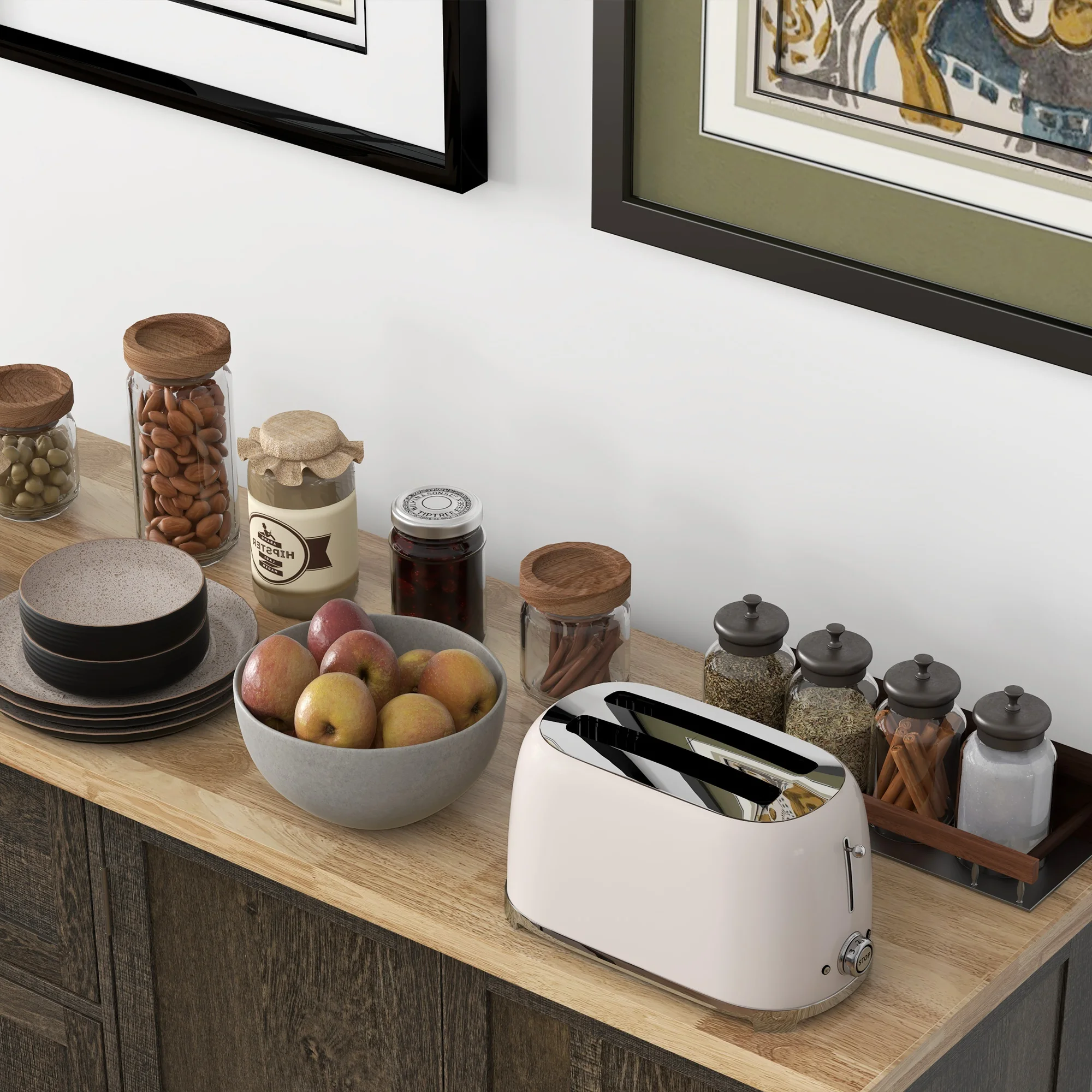 Kitchen Island on Wheels, Utility Serving Cart with Drawer Cabinets image 6