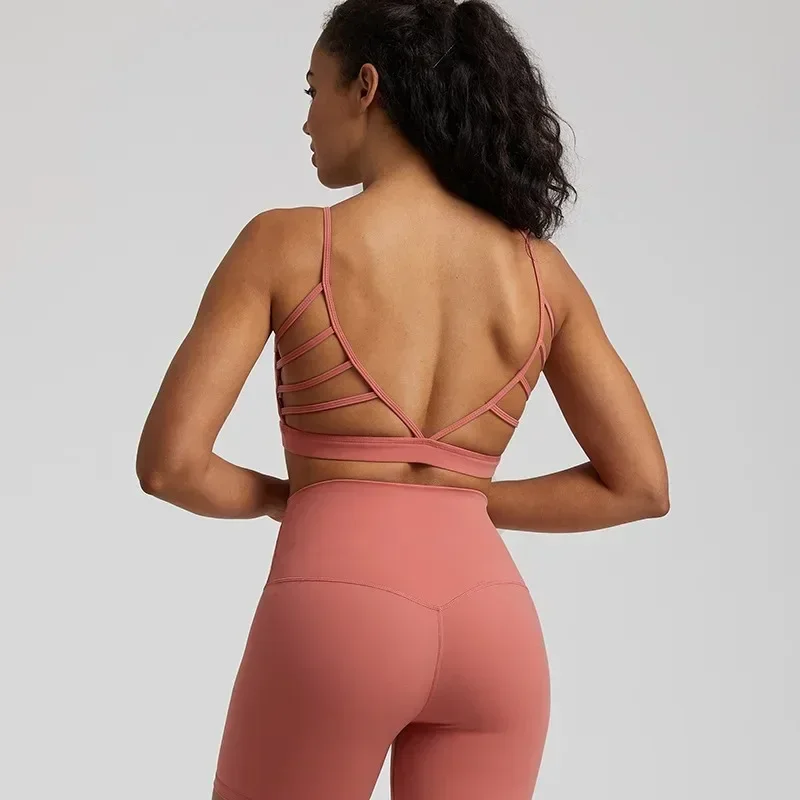 Zitrone aushöhlen Frauen Fitness-BH Sport Yoga Unterwäsche Top Cross Back Brust polster hohe Stärke umfassendes Training Joggen