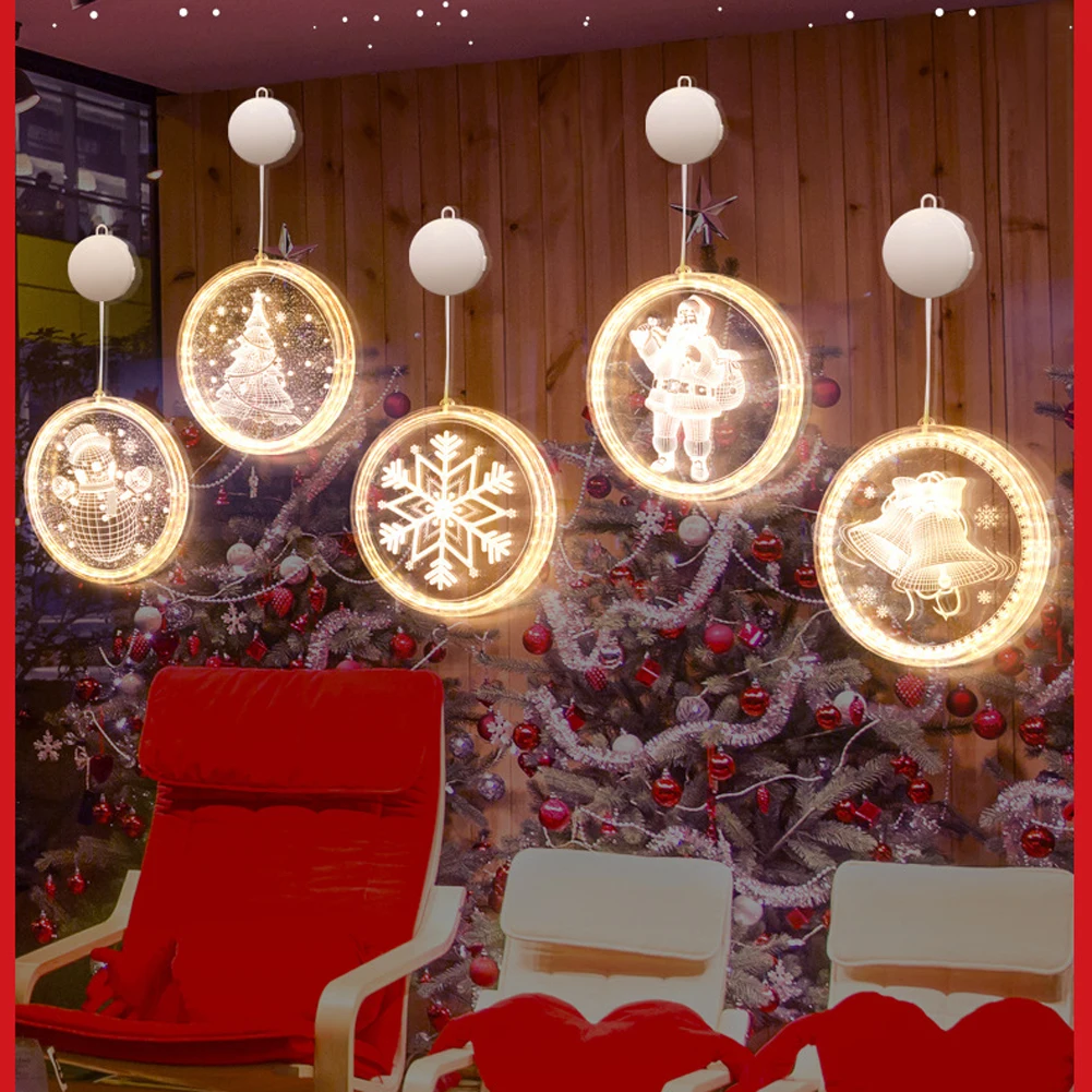 1 قطعة عيد الميلاد LED سلسلة ضوء للنوافذ ، معلقة ثلاثية الأبعاد سلسلة ضوء بطارية شجرة عيد الميلاد مصابيح تعليق للداخلية في الهواء الطلق