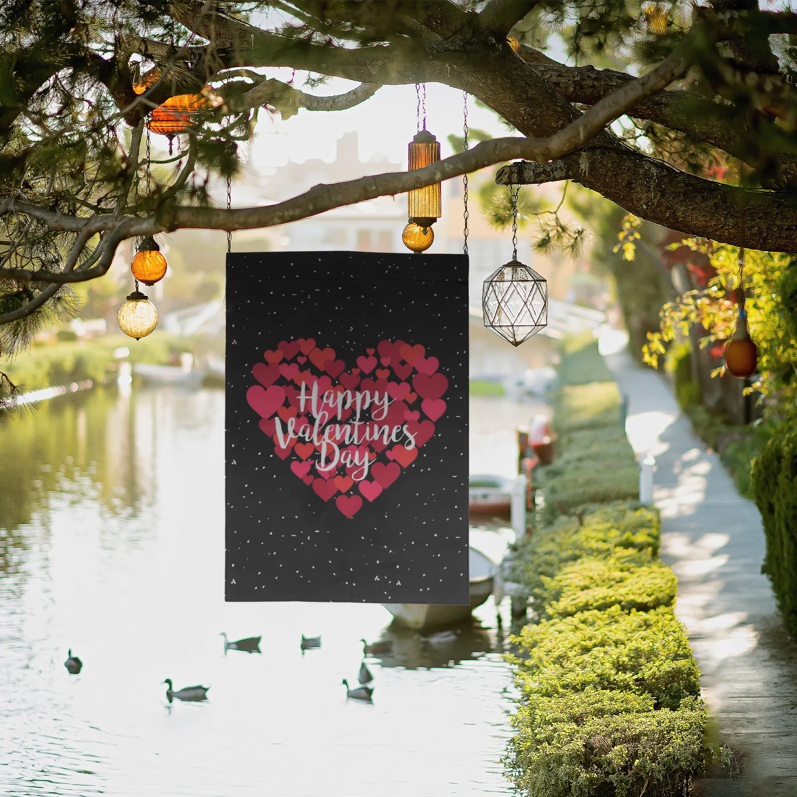 

1Pcs Valentine's Day Garden Flag Durable Polyester Decorative Banner Outdoor Garden Flag Decor Party Layout Prop