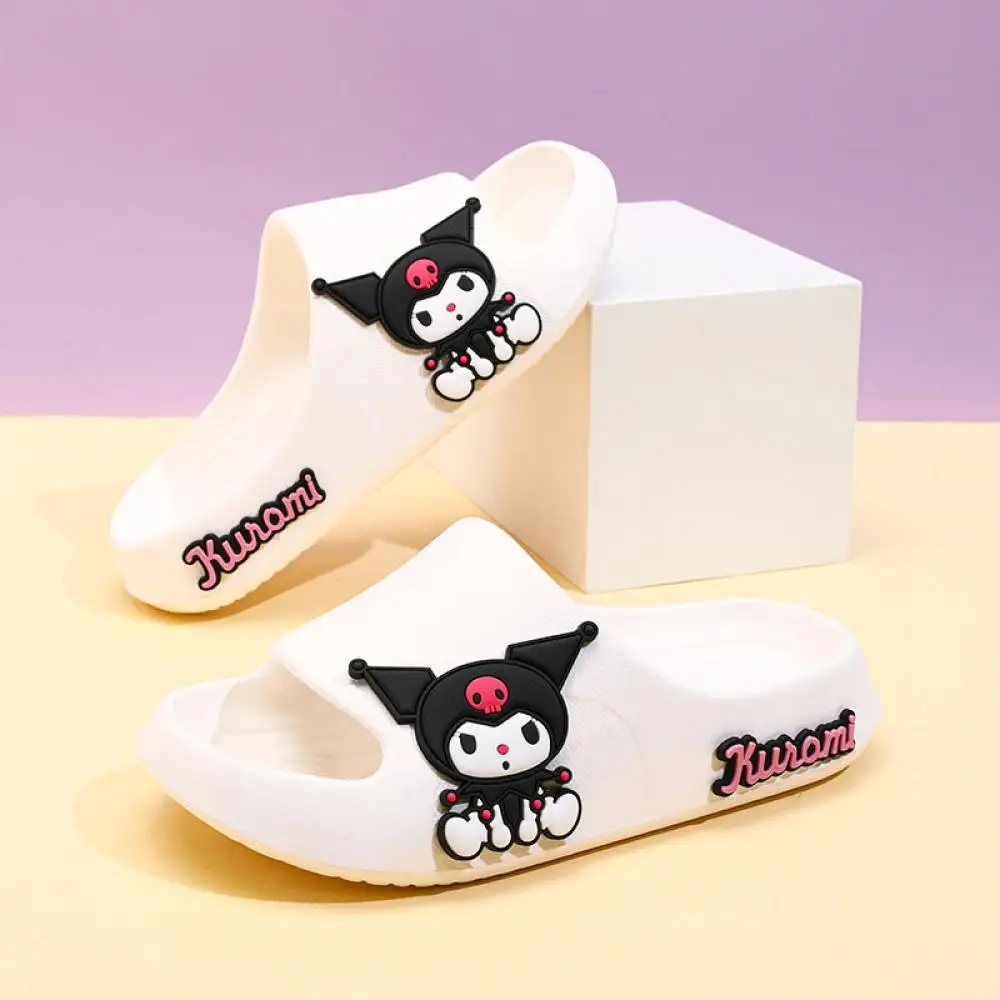 New Kuromi Girls Slippers Sanrio Anime Cartoon Thick Soles Cute Cartoon Indoor Soft Bathroom Sandals Childrens Outside Eva Shoes