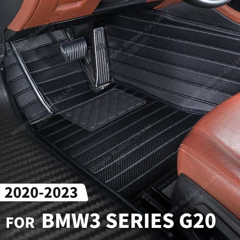 

Custom Carbon Fibre style Floor Mats For BMW 3 Series G20 2020-2023 21 22 Foot Carpet Cover Automobile Interior Accessories