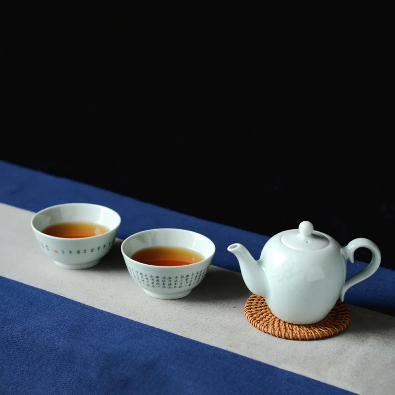 Kung Fu Tea Cup Porcelain Master Cup Hand-Painted Calligraphy Tea Cup Full Handmade Small Teacup Tea Cup Wing Chun Calligraphy C