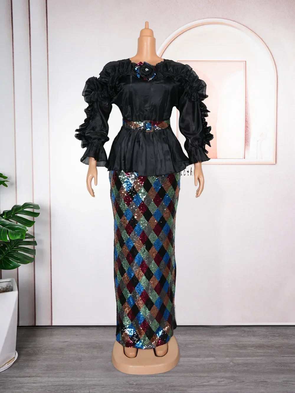 

Customized New Arrival Plus Size African Party Dresses For Women Turkey Dress Dashiki Ankara Sequin Dubai Luxury Elegant Wedding